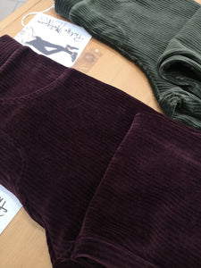 Leggings pantalone in velluto a coste Philippe Matignon verde bosco e bordeaux