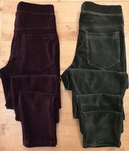 Carica l&#39;immagine nel visualizzatore di Gallery, Leggings pantalone in velluto a coste Philippe Matignon verde bosco e bordeaux
