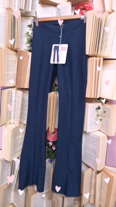 Leggings pantalone svasato SISI in blu jeans o nero melange